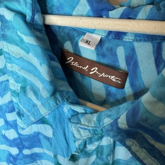 Island Importer surf batik island shirt XL Short Sleeve Button Front Rayon - Picture 5 of 6